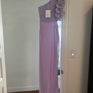 Oh Hello sz S One-Shoulder Lavender Evening Gown with Rosette Detail NWT New